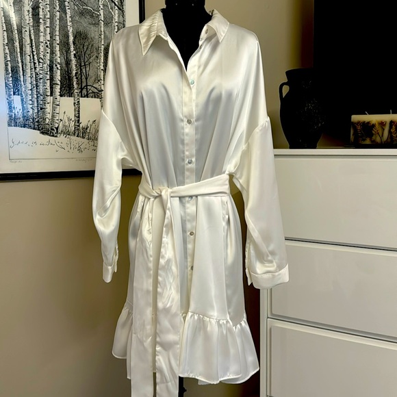 white slip dress Cotton Maxi delicate spaghetti straps Cotton Polo Shirt Dress Above the knee Color:SMOKY BLUE